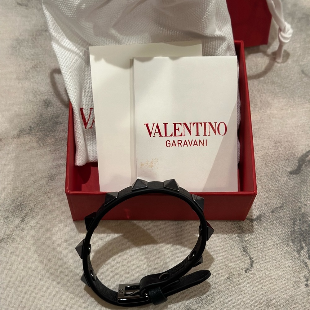 Valentino Garavani matte black rock stud bracelet